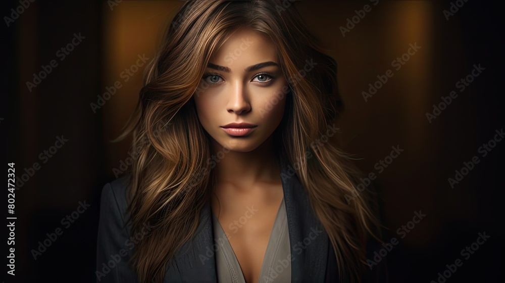 The perfect image of a beautiful brown-haired girl. Feminine image of natural beauty. Illustration for beauty and fashion magazine. The perfect image of a beautiful brown-haired girl. Feminine image of natural beauty. Illustration for beauty and fashion magazine.