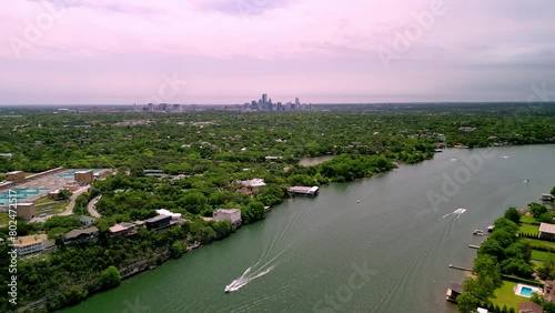 Drone shot of Mount Bonnell in Austin, Texas. photo