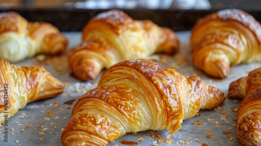 Croissants are flaky, buttery pastries from France. They have a unique crescent shape and are golden brown. They're perfect for breakfast because they are both crispy and soft. Croissants are flaky, buttery pastries from France. They have a unique crescent shape and are golden brown. They're perfect for breakfast because they are both crispy and soft.
