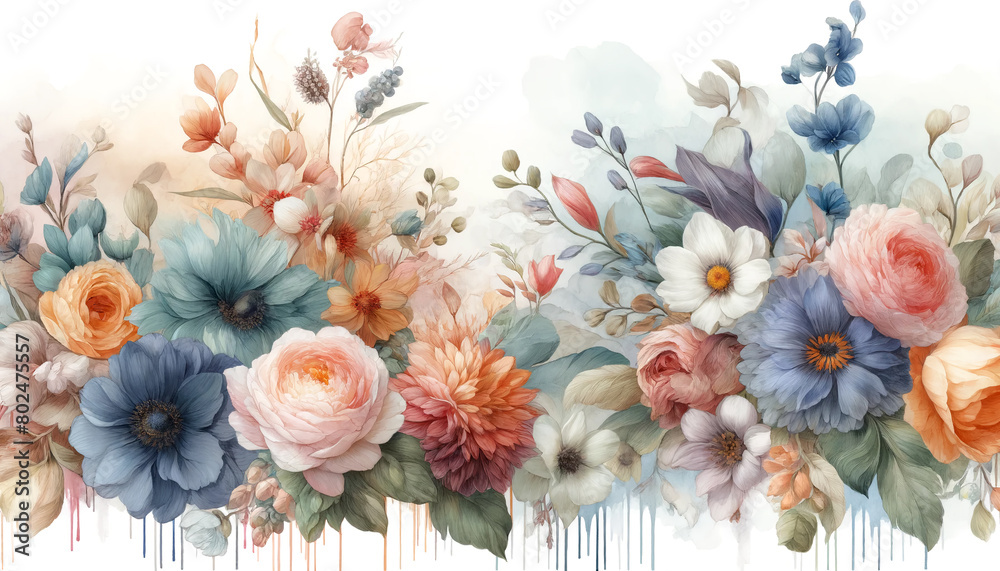 Fototapeta premium horizontal pastel floral spring background
