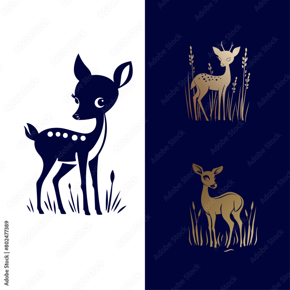 Graceful Grove: A Deer Vector Logo Graceful Grove: A Deer Vector Logo
