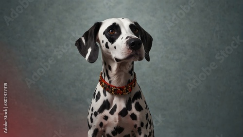 Stilvoller Dalmatiner-Welpe mit dekorativem Halsband photo