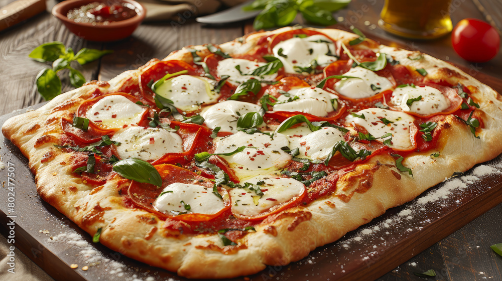 Indulge in the classic flavors of Italy with our homemade pizza! Featuring succulent buffalo mozzarella, aromatic basil, and a crispy crust, it's a culinary delight in every bite.