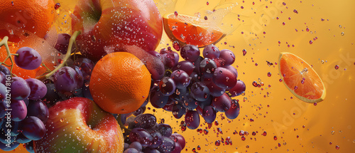 Fototapeta Naklejka Na Ścianę i Meble -  Exploding fruits with dramatic splash