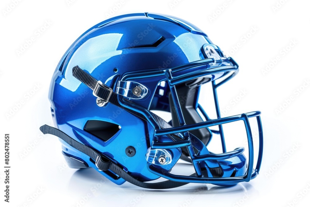 Fototapeta premium Professional Blue Football Helmet for Safe American Football Play - Isolated Equipment for Sport