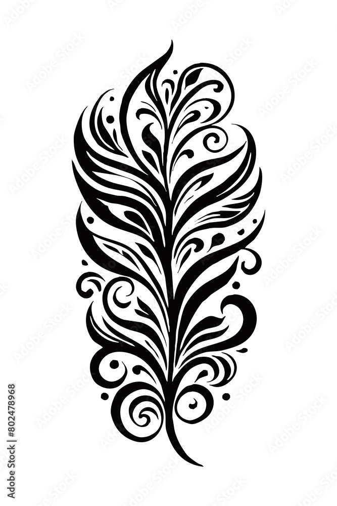 Botanical black and white pattern. For use on tattoos, posters, textiles, T-shirt printing. Generated by Ai Botanical black and white pattern. For use on tattoos, posters, textiles, T-shirt printing. Generated by Ai