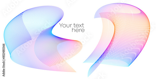 Design elements. Wave of many lines. Abstract vertical wavy stripes on white background isolated. Creative line art. Vector illustration EPS 10. Colourful waves with lines created using Blend Tool