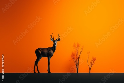 Solitary Deer on Orange