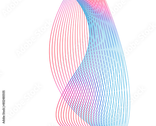 Design elements. Wave of many lines. Abstract vertical wavy stripes on white background isolated. Creative line art. Vector illustration EPS 10. Colourful waves with lines created using Blend Tool