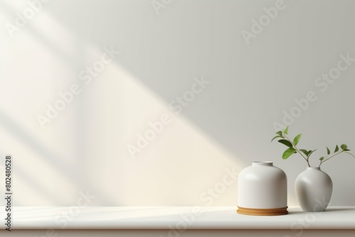 Minimalist Vases with Plant in Soft Light