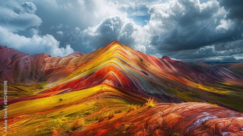 Colorful mountain in australia with cloudy sky