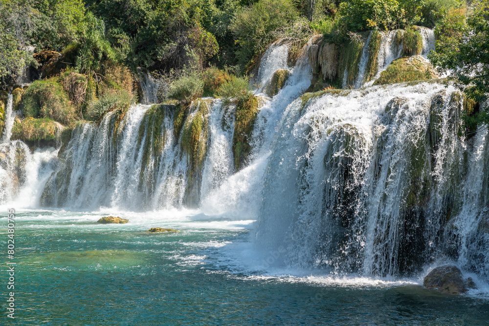 Fototapeta premium Majestic Waterfalls in Krka National Park, Croatia