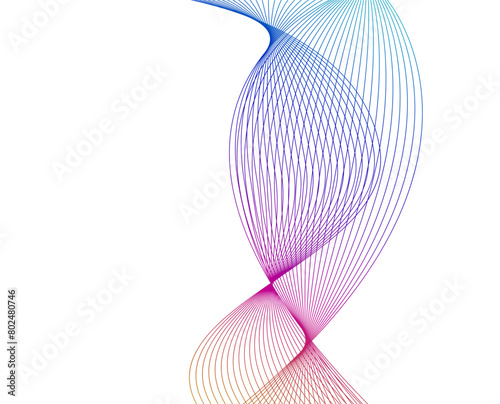 Design elements. Wave of many lines. Abstract vertical wavy stripes on white background isolated. Creative line art. Vector illustration EPS 10. Colourful waves with lines created using Blend Tool