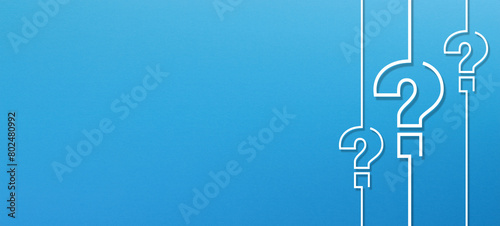 Question mark design with copy space on blue background	