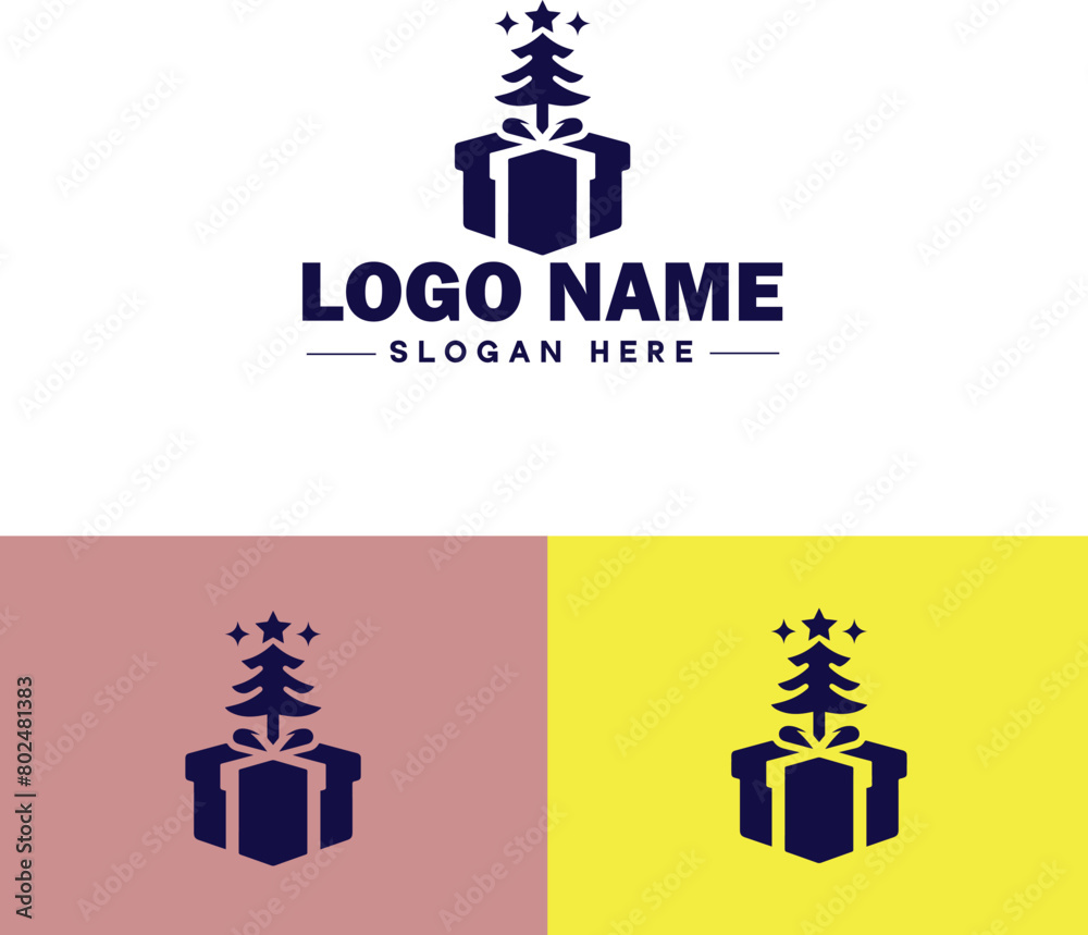 Gift box icon logo modern flat minimalist app business vector logo