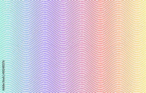 Soft rainbow color. Linear background. Design elements. Poligonal lines. Guilloche. The protective layer for banknotes, diplomas and certificates template. Vector illustration EPS 10