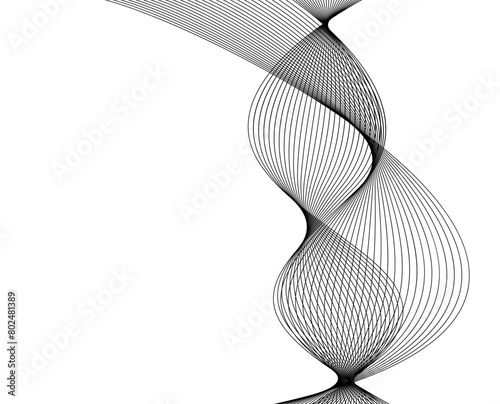 Design elements. Wave of many lines. Abstract vertical wavy stripes on white background isolated. Creative line art. Vector illustration EPS 10. Colourful waves with lines created using Blend Tool