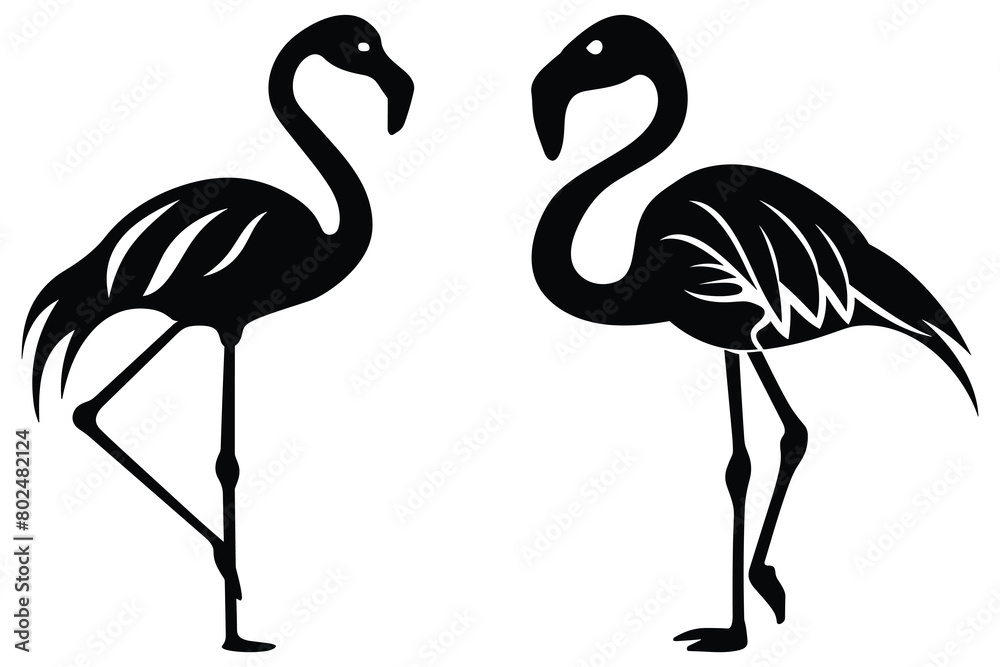 Fototapeta premium Flamingo Silhouette isolated on a white background.
