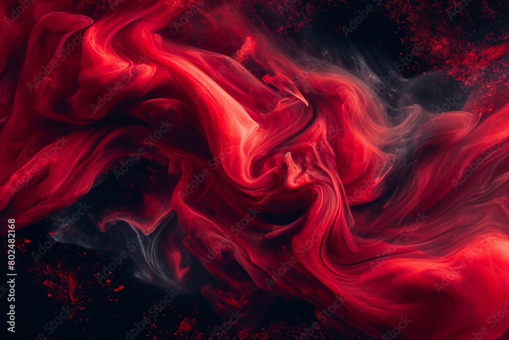Intricate swirls of red liquid against a black background Intricate swirls of red liquid against a black background