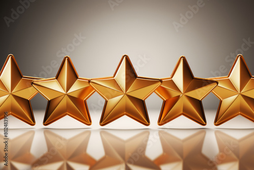 Five stars customer product rating review. 5 golden stars icon
