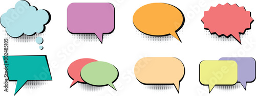 Set of empty comic speech bubbles. Collection of blank speech bubbles. Bubble speech phrase. Vector Illustration.