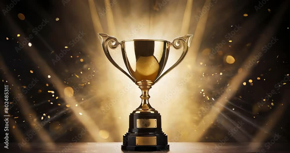 Gold winner cup trophy on black and gold background Gold winner cup trophy on black and gold background