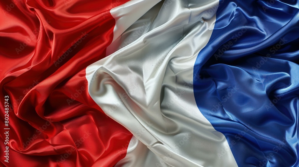 Luxurious silk fabric in red, white, and blue forming the French flag Luxurious silk fabric in red, white, and blue forming the French flag