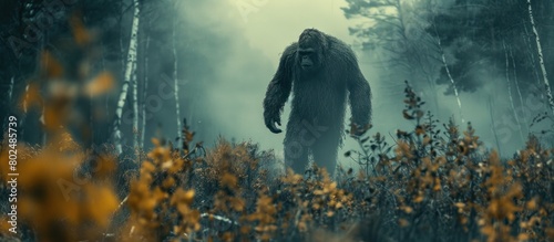 Gorilla walking through the forest photo