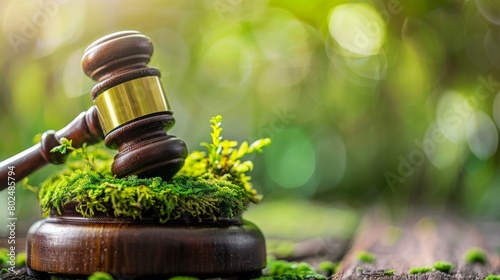 The concept of green law. Carbon tax. Environmental and social responsibility business concept. International Law and Environmental Law Economic regulation law of environmental conservation