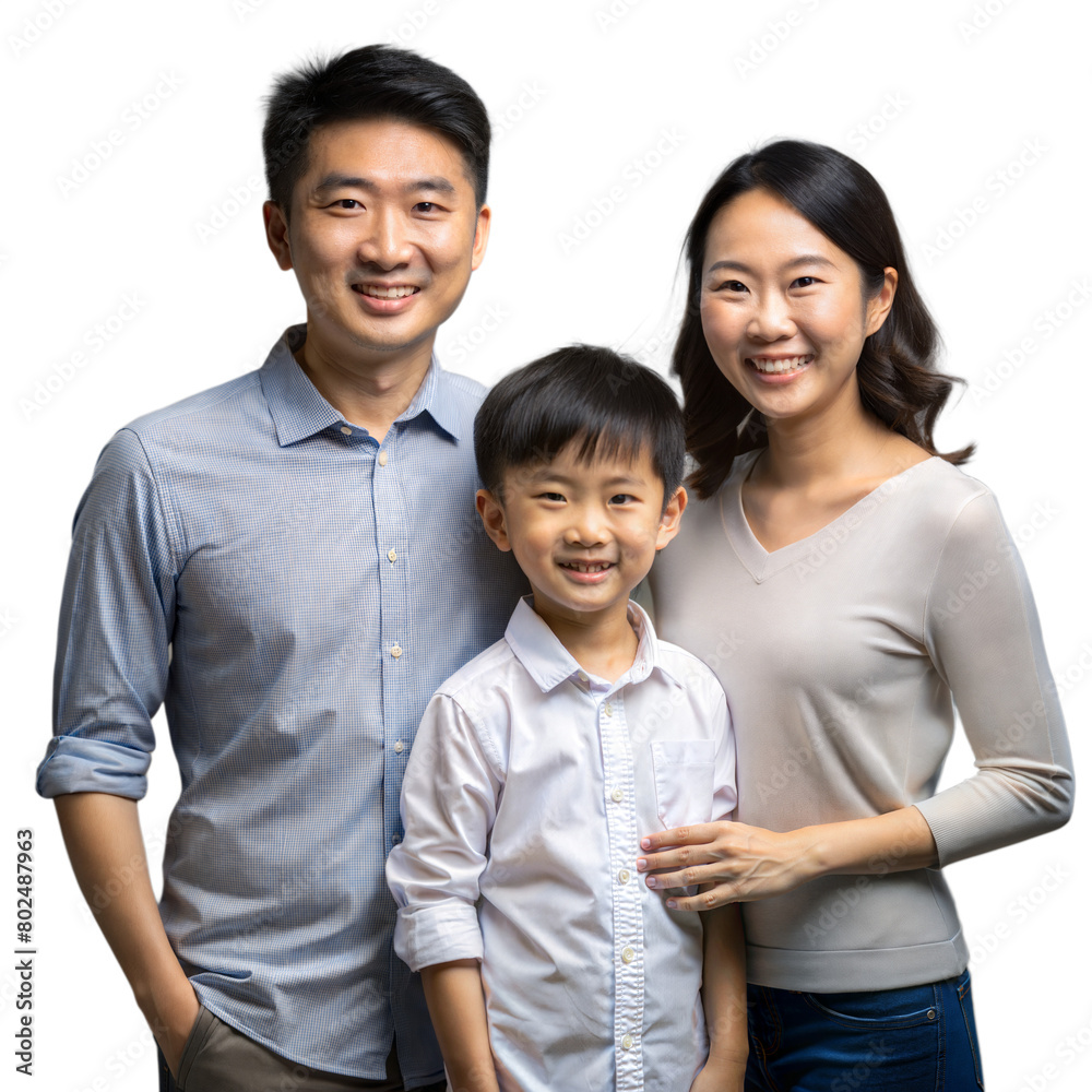Smiling Family of Three Posing Together With a Transparent Background Smiling Family of Three Posing Together With a Transparent Background