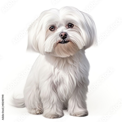 Cute White Maltese Italian dog on a white background