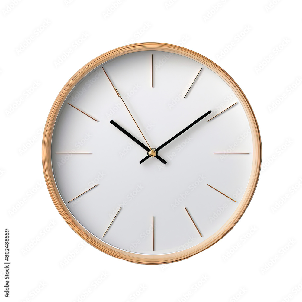 Simple wall clock isolated on white or transparent background
