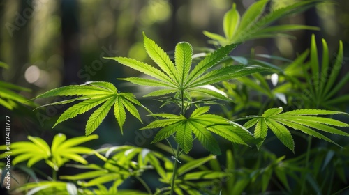 Closeup of Lush Green Saw Palmetto Leaves - A Natural Plant with Medical Properties