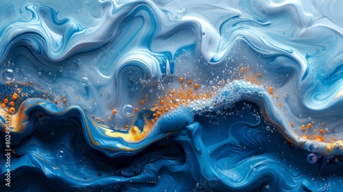 The paints blend gently together in a beautiful abstract painting.