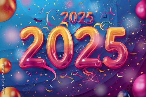 2025 New Year background, 2025 greeting card and logo design, happy celebrate banner, eve poster