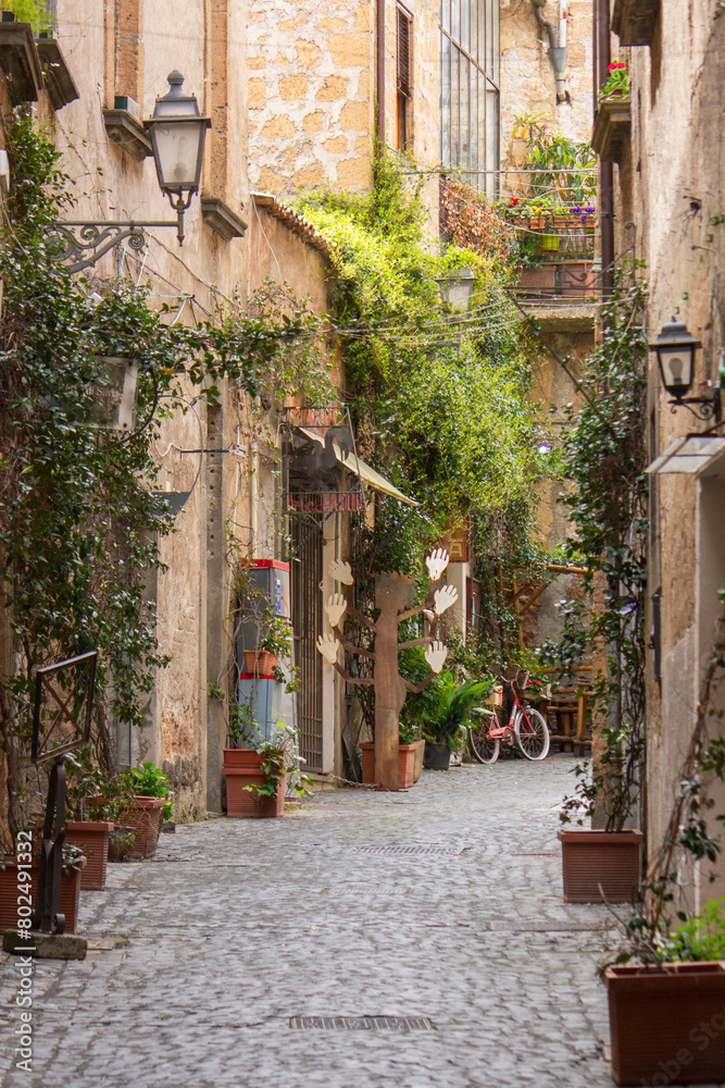 Fototapeta beautiful medieval street of Orvieto
