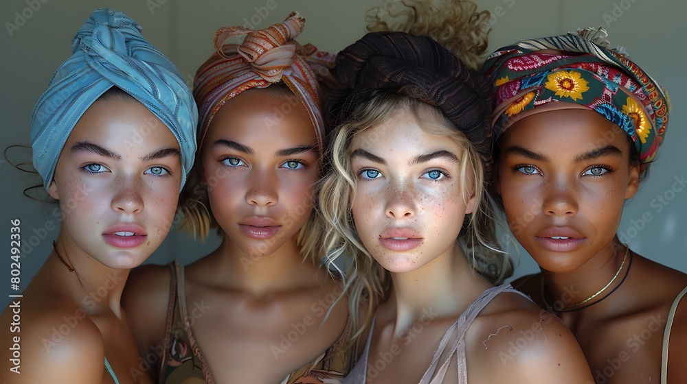 A group of beautiful diverse girl models A group of beautiful diverse girl models