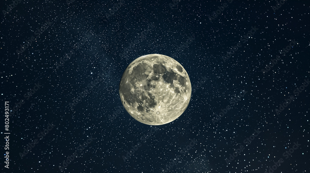 Obraz premium Moon detailed close-up against a star-filled sky
