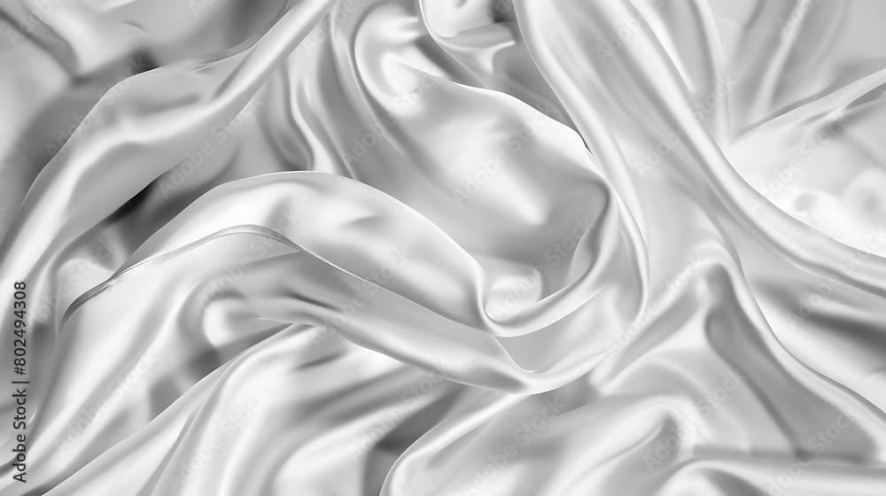 Image showcasing Elegant white satin fabric with luxurious smooth texture and soft ...