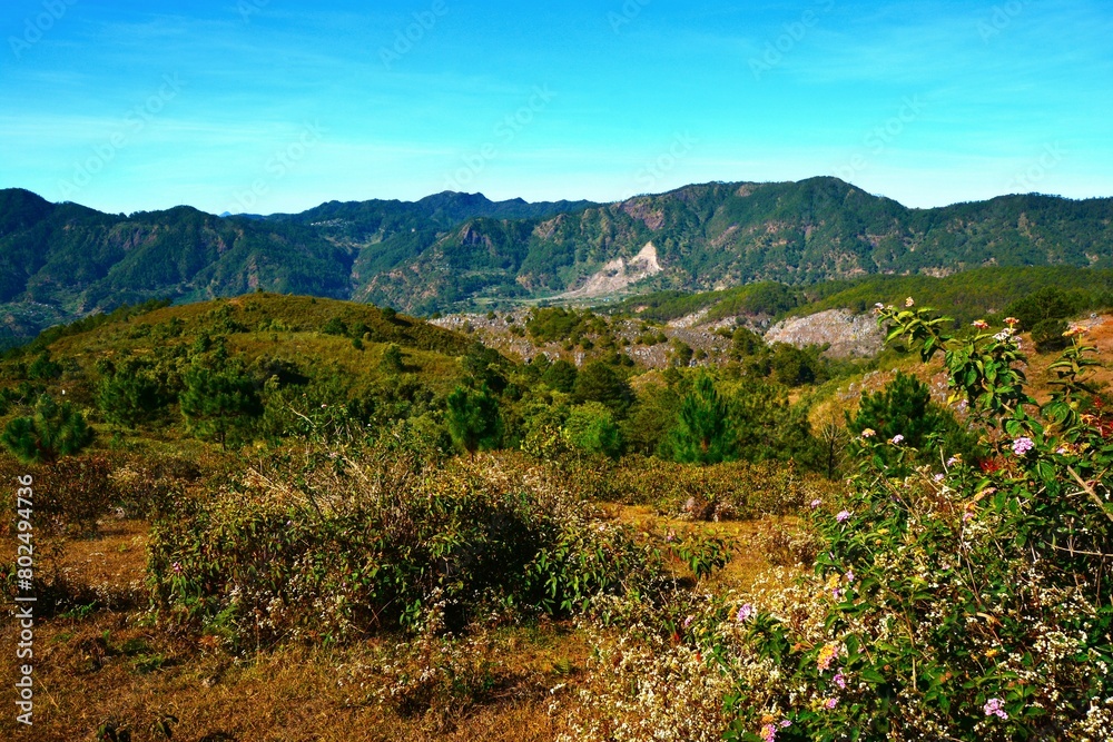 Picturesque landscape of the Cordillera Central mountain range as seen during the trip from Sagada village to the viewpoint on Mt. Kiltepan (Luzon Island, Philippines)