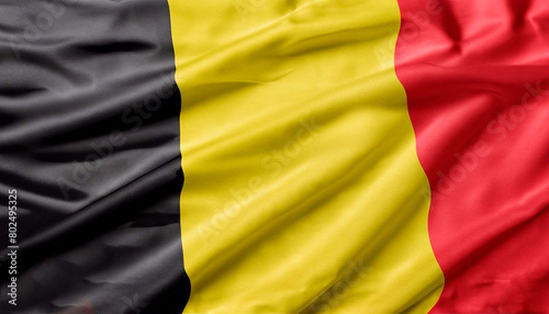 Fotografie Belgium flag with juicy colors_with pleats with visible satin texture
