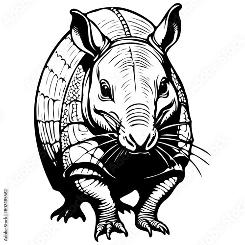Sketches Armadillo portrait hand drawn animal illustration, transparent background