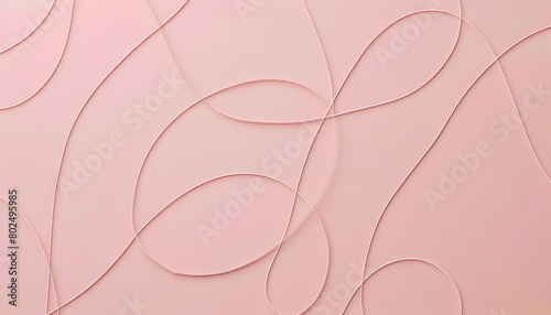 A realistic photograph of a minimalist geometric pattern with intersecting thin lines and delicate circles on a pale pink background, highlighting elegance and subtlety