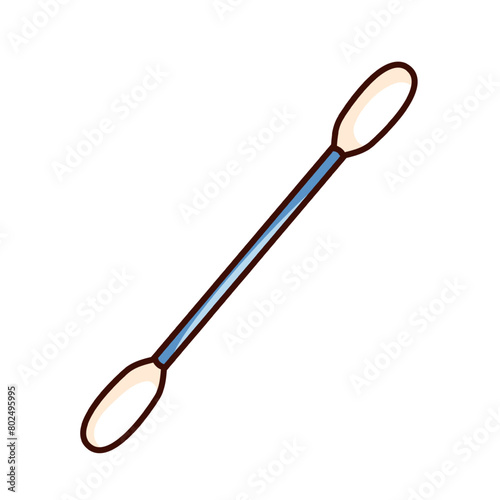 Groovy cartoon cotton stick for individual hygiene. Funny retro white sterile cotton swab for tests and cleaning ear, hygienic tool mascot, cartoon sticker of 70s 80s style vector illustration