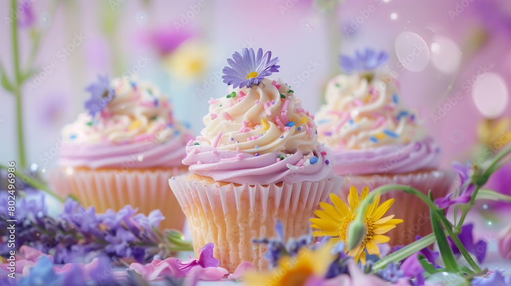 cupcakes with pink frosting and sprinkles cupcakes with pink frosting and sprinkles