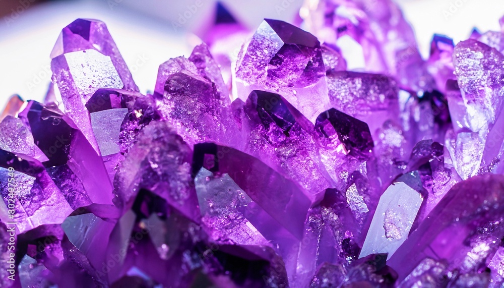 macro photo of violet crystals with glass texture