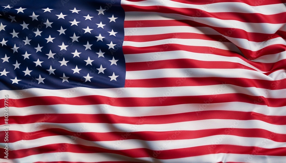 Fototapeta premium the flag of the United States of America with pleats with visible satin texture