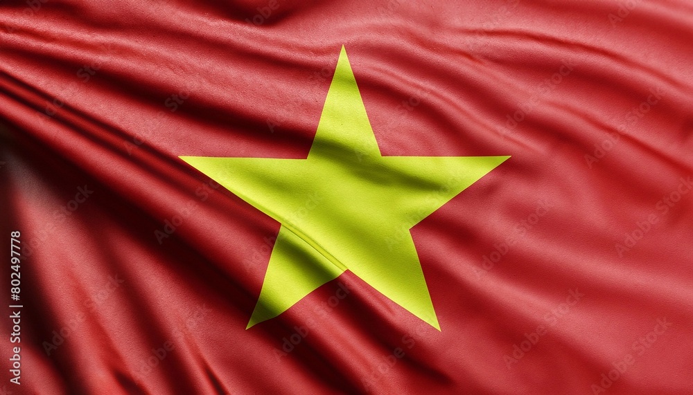 Vietnam flag with pleats with visible satin texture Vietnam flag with pleats with visible satin texture