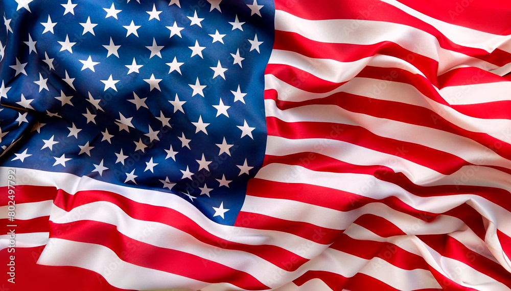 Obraz premium the of a flag of the United States of America with pleats with visible satin texture