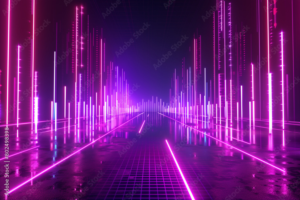 Vibrant Neon Lights Filling Large Room Vibrant Neon Lights Filling Large Room